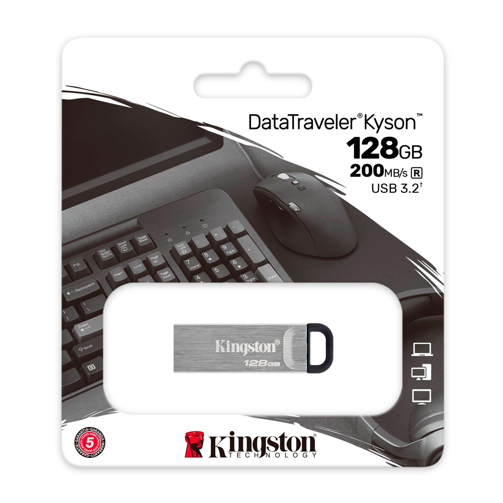 Pen Drive Kingston DataTraveler Kyson 128GB USB 3.2 Preta 3